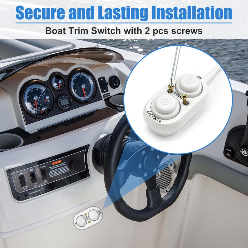 Boat Tilt Trim Switch, Jack Plate Trim Switch for Boat IP67 Waterproof, Suitable for Fishing, Boats, Yachts, Ships White