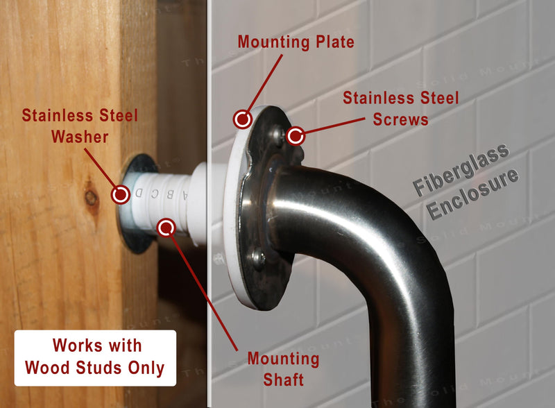 Grab Bar Mounting Kit for Fiberglass Showers – One-Piece Adjustable Spacer System – Prevents Rotation & Uneven Compression – Precision Trim Fit for Stud Anchoring – Grab Bar Not Included - Made in USA