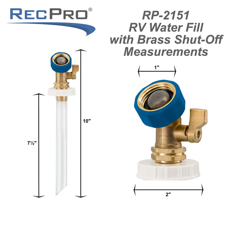 RecPro RV Secure Hands Free Water Tank Fill | Clear Tube | Brass Shut-Off | City Water Fill