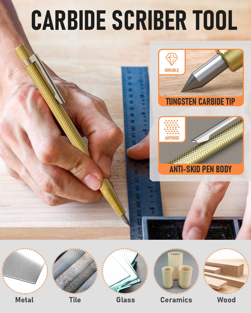 Nicpro 31 Pack Carpenter Pencil Set with Sharpener, Mechanical Carpenter Pencils with 128PCS Refills and Carbide Scribe Tool, Heavy Duty Construction Pencils for Architect Woodworking-With Canvas Case