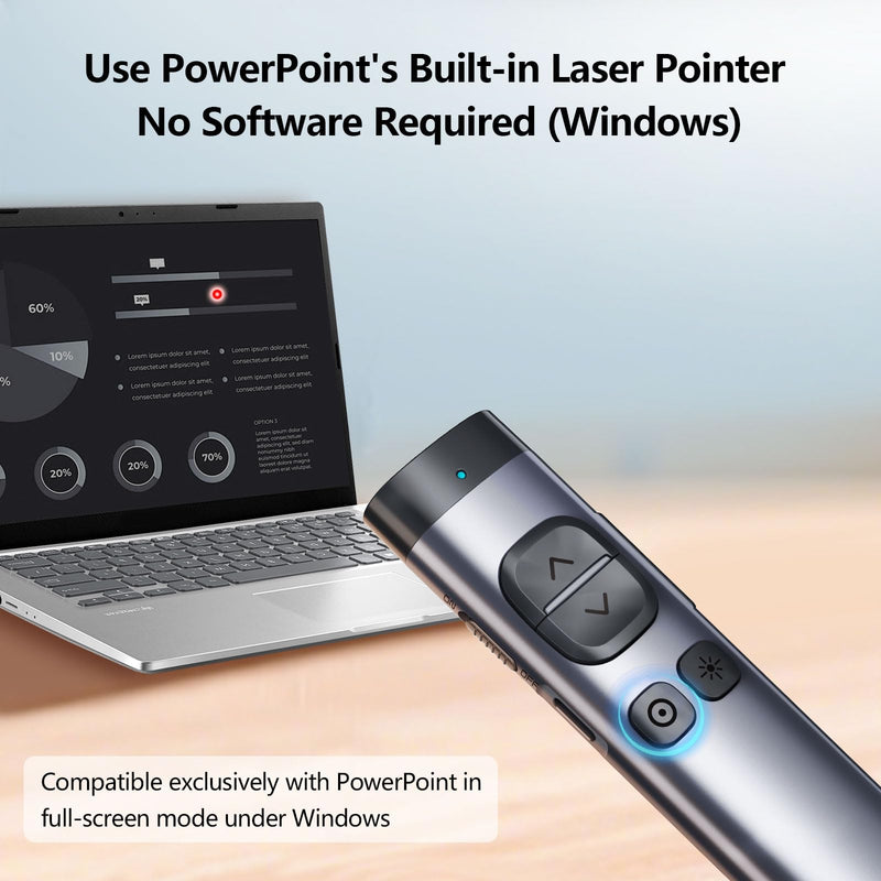 Norwii N97s TV Screen Presentation Clicker for powerpoint presentations, powerpoint clicker, Presentation Remote, Bluetooth Wireless Presenter, Digital Pointer for TV Screen Under Win/Mac Red - BLE&USB-A
