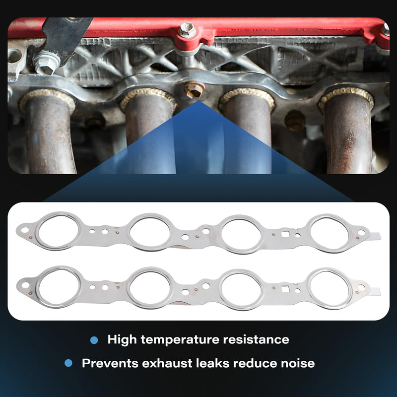 12617944 Exhaust Manifold Header Gasket with Bolts Compatible with Chevy Silverado Camaro Caprice Corvette Tahoe GMC Sierra CTS Escalade LS1 LS2 LS3 LS6 LQ4 LQ9 LM7 4.8L 5.3L 5.7L 6.0L 6.2L