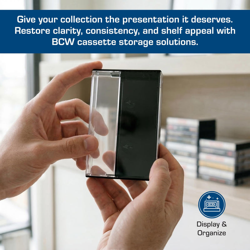 BCW Cassette Tape Cases – 10 Pack (Black) | Replacement Audio Cassette Cases | Protect & Store Standard Cassette Tapes | Durable Plastic Storage for Music & Blank Tapes Black