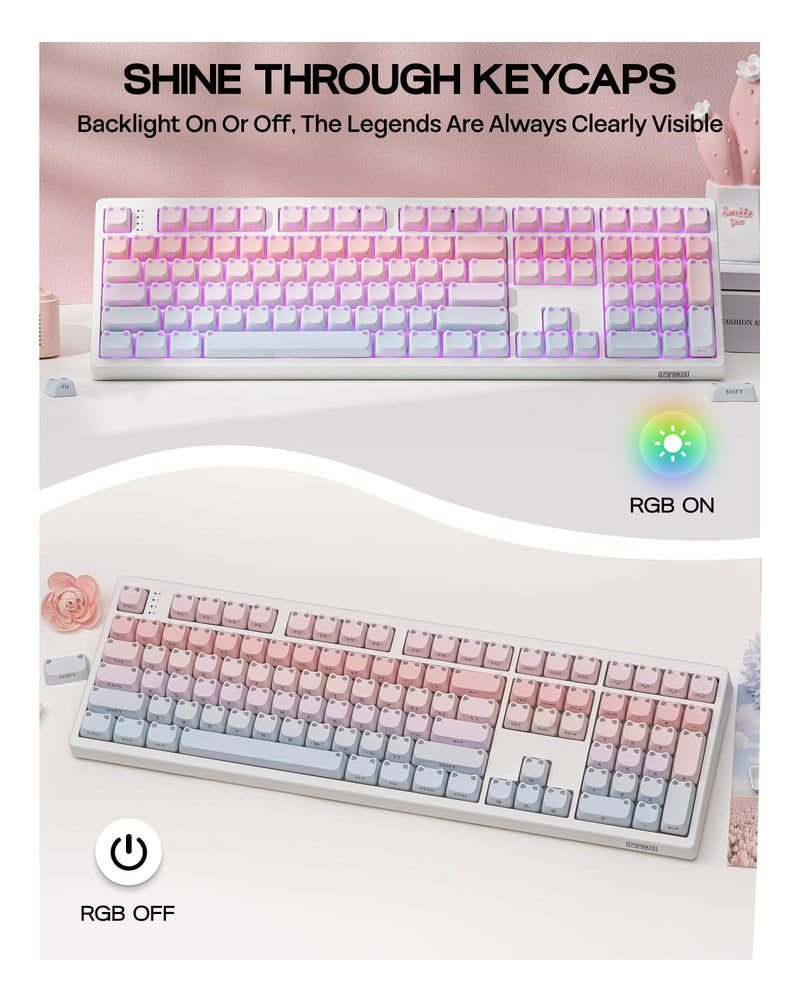 EPOMAKER Shimmeow Cute Cat Themed Keycaps Set for MX Mechanical Keyboard | 113 Keys, Shine Through, MAO Profile, PBT+PC Material, Compatible for 60%/65%/75%/TKL/96%/Full-Sized ANSI Layout (Nebula) Nebula