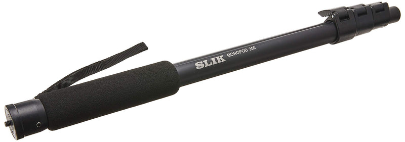 SLIK Monopod 350 Black Anodized Aluminum Construction 62" Tall (618-350) - Folds Down to 20", Weighs 11oz, Supports 11lbs, Soft Foam Wrapped Grip, Lever Locks
