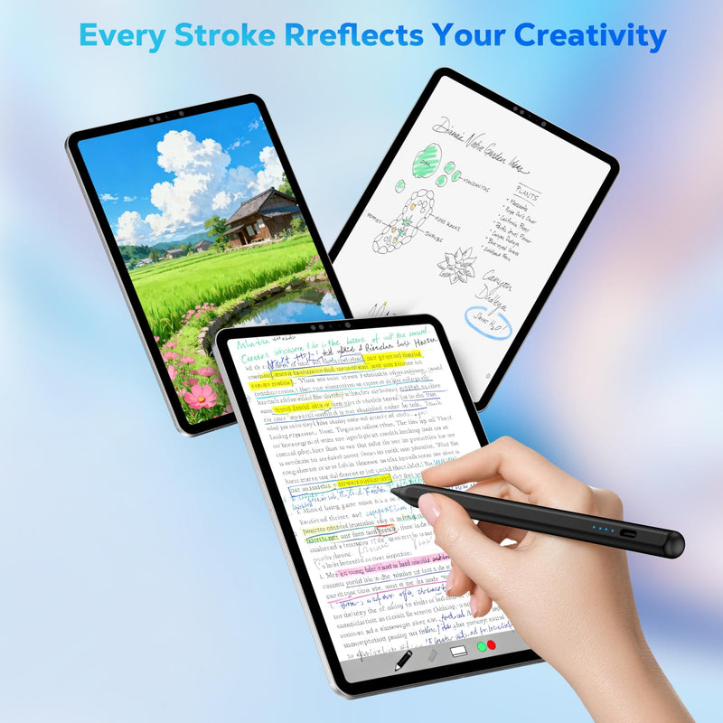 Moko Stylus Pen for Android Touchscreen,Rechargeable Tablet Pen, Black | for Samsung Galaxy Tab A11+/A9+/Vivo/Xiaomi and Other Android Tablets & Smartphones, Universal Active Fine Point Stylus