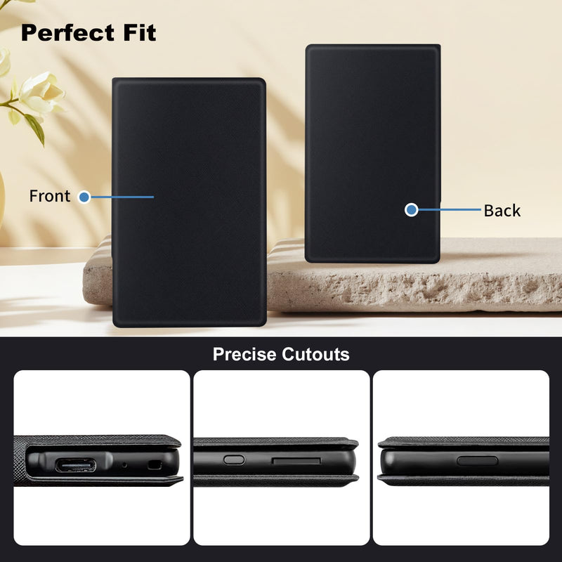 Magnetic Folio Case for Xteink X4 eReader 4.3", Slim Lightweight Premium PU Leather Cover with Magnetic Closure (Rock Black) Rock Black