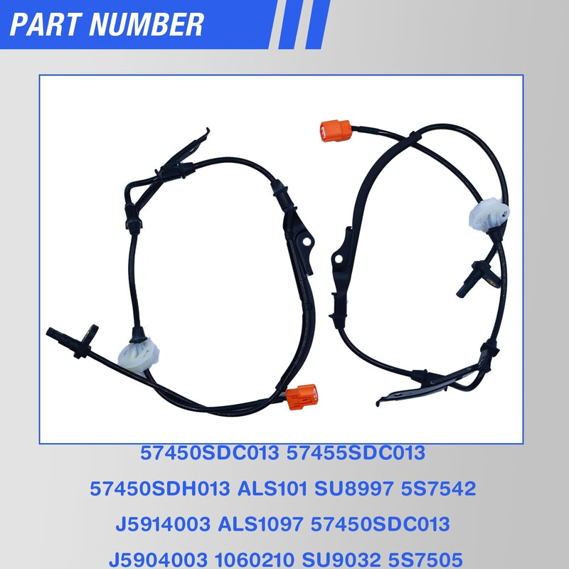 ABS Wheel Speed Sensor Front Left Right Compatible with 2003-2007 Honda Accord 2004-2008 Acura TSX Driver Passenger Side ABS Sensors # 57450-SDC-013 57455-SDC-013 2Pcs