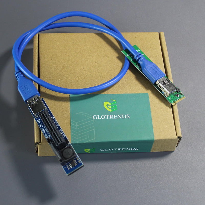 GLOTRENDS UEX108 600mm M.2 to PCIe X4 Riser Cable (PCIe 3.0 X1 Speed),for PCIe WiFi Card, M.2 PCIe Card, USB PCIe Card, Sound Card, etc