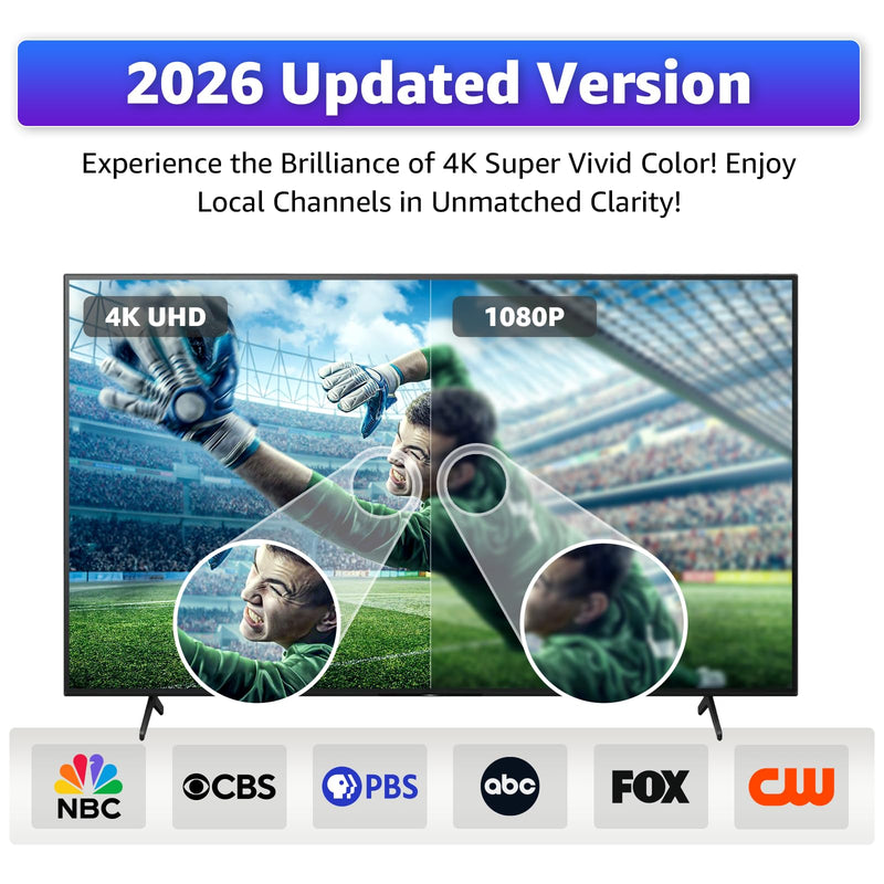 TV Antenna Indoor with Magnetic Base and Signal Amplifier, TV Antenna for Smart TV Indoor, Digital TV Antenna Compatible with All TVs, Supports 4K 1080P HD, 5m Coaxial Cable