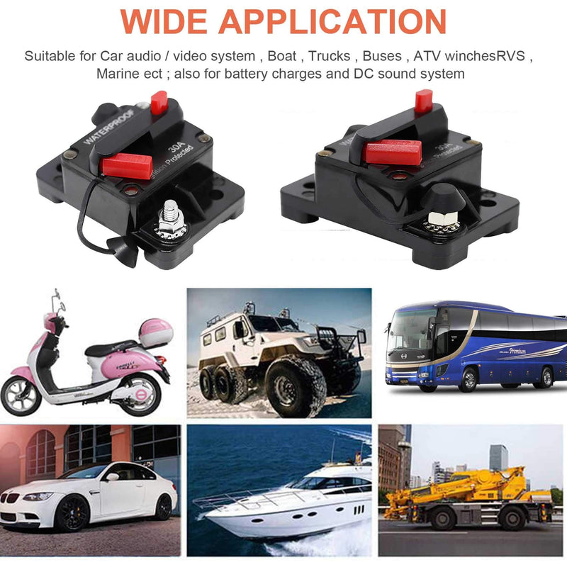 60 Amp Circuit Breaker with Manual Reset Waterproof Inline Fuse Inverter for Marine Trolling Motors Boat ATV Manual Power, Suface Mount, 12V-48V DC 60A+Terminal