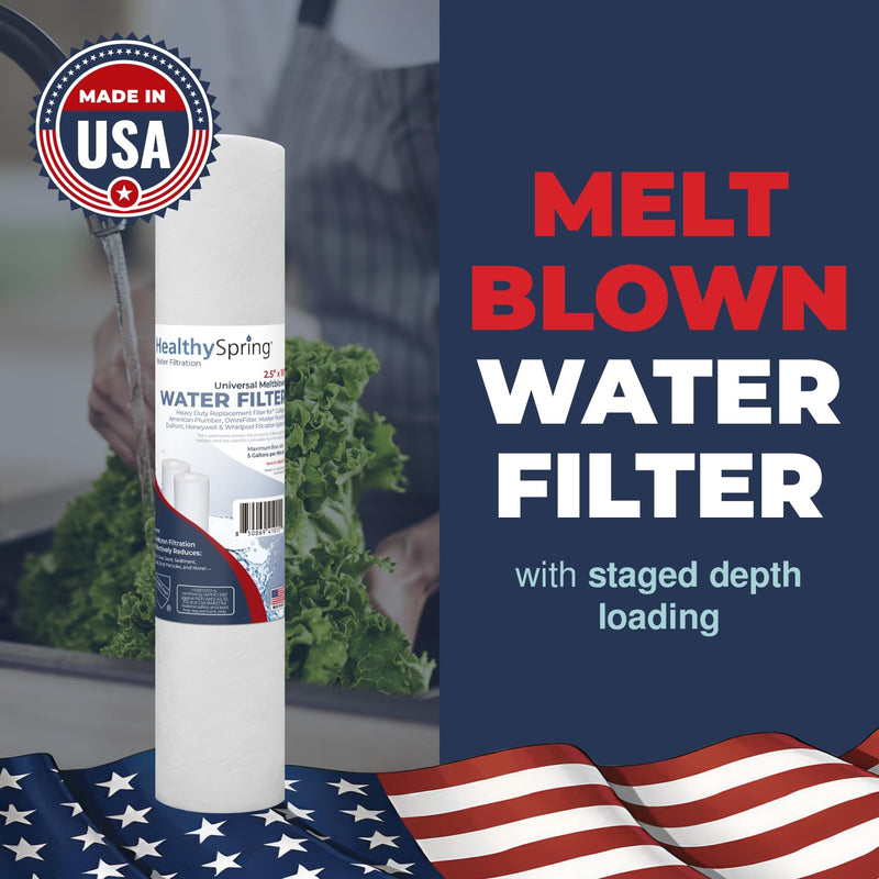 High-Performance 5 Micron 10 x 2.5 Sediment Filter - Whole House Water Filter Replacement Compatible with Well Water Filters - P5, AP110, WHKF-GD05, Made in USA, 4-Pack
