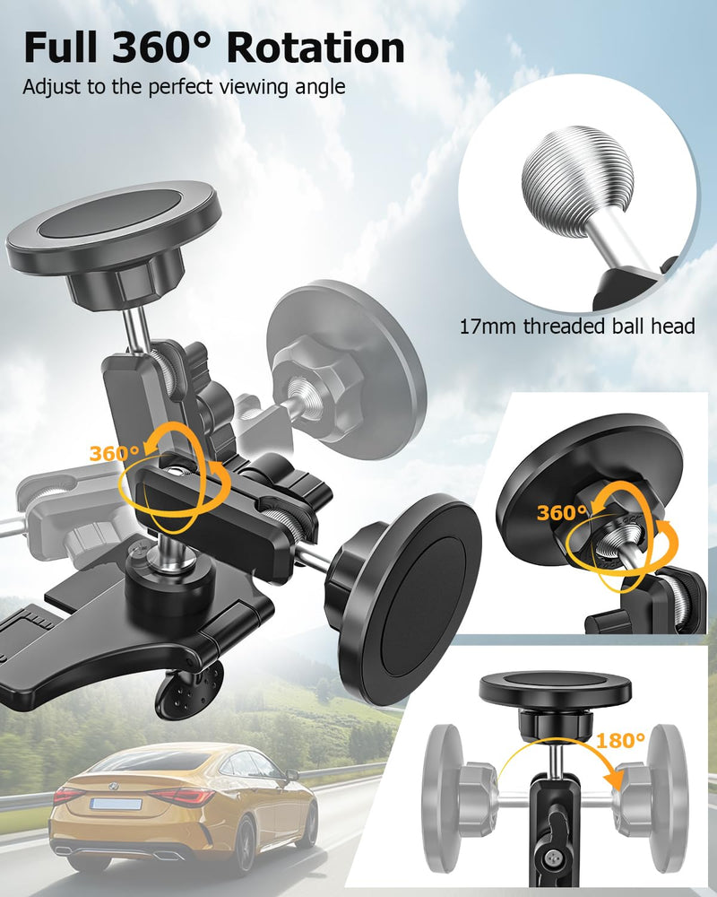 CD Slot Phone Holder for Car Magnetic [Driver and Passengers can Use] Magnet Car Phone Mount CD Player with Adjustable Aluminum Arm for All iPhones & Android Cell Phones
