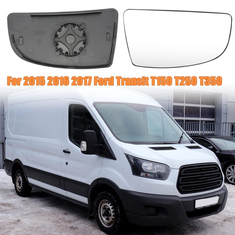 Compatible With Ford Transit T150 T250 T350 2015 2016 2017-UP Passenger Right Side Mirror Glass, Lower Tow Mirror with backing plate, Replace BK3Z17K707B Lower - Passenger Side (Right)