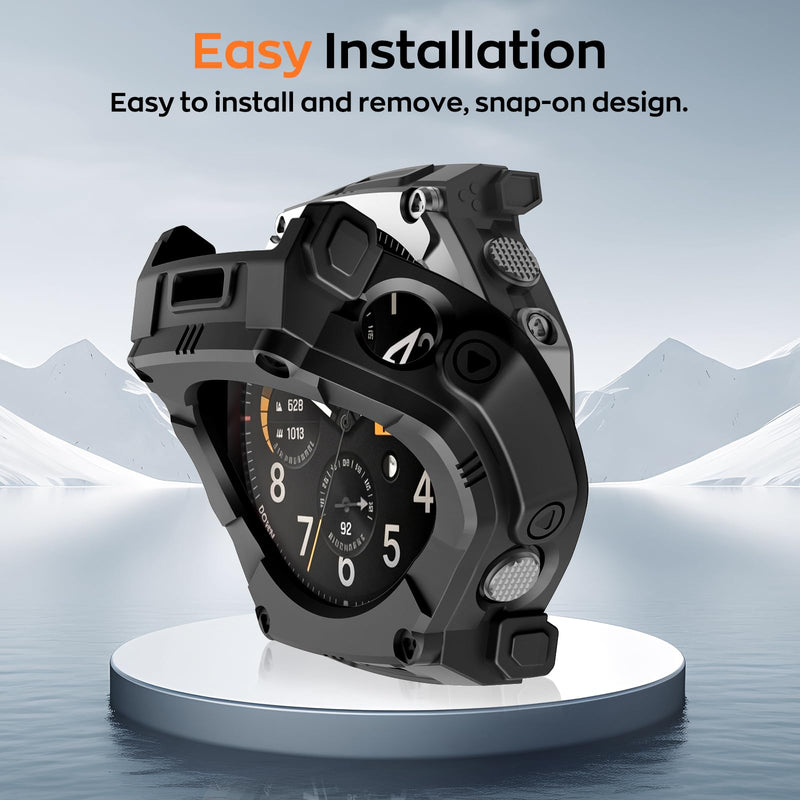 ISABAKE Rugged Watch Case for Amazfit T-Rex Ultra 2 Protective Cover Shell | Shockproof, Anti-Scratch Black