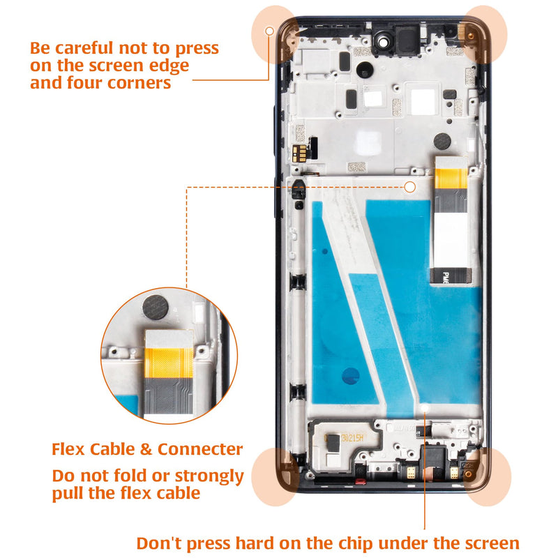 for Motorola Moto G Stylus 5G 2022 6.8" LCD with Steel Blue Frame Screen Replacement LCD Display Touch Digitizer Screen Assembly XT2215-1 XT2215-4 XT2215-2 with Repair Tools