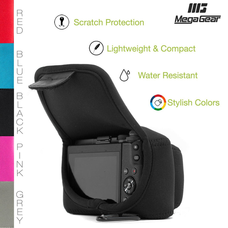 MegaGear Olympus PEN E-PL9, E-PL8 Ultra Light Neoprene Camera Case, with Carabiner - Black - MG1017