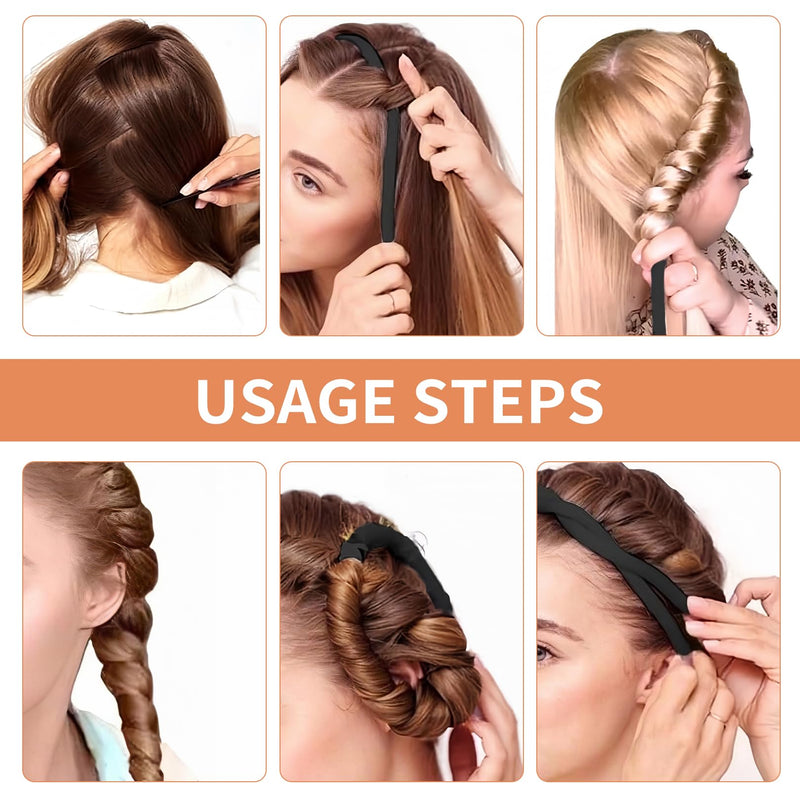 5Pcs Heatless Curlers,Hair Curler No Heat Heated Blowout Rods Rollers Curling Heat Curls Set Soft Velour Satin Curl Headband Wrap Curly,for Girls Women Short Long Medium Sleeping Overnight