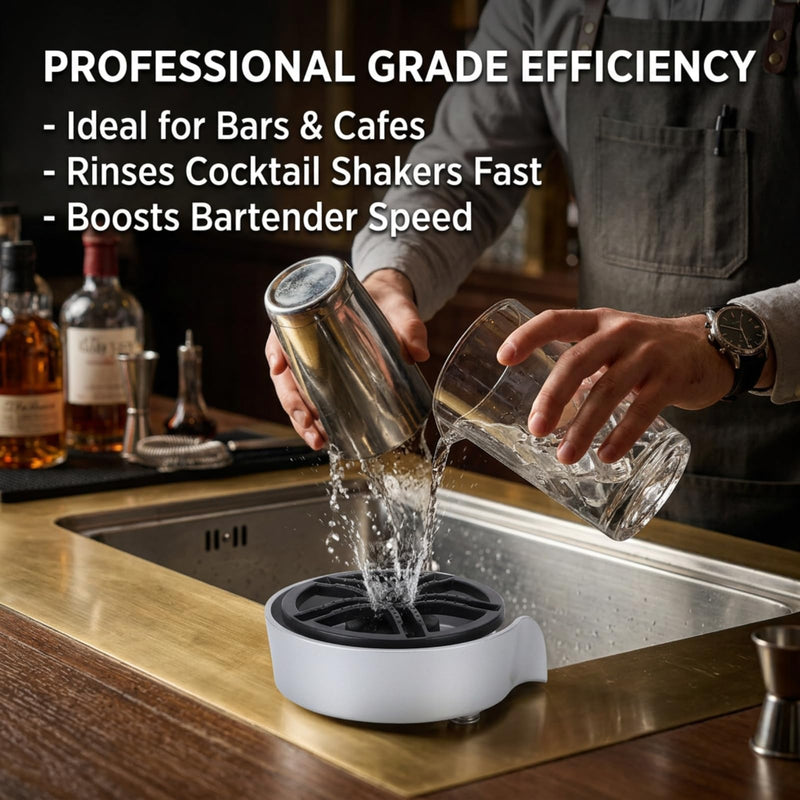 Automatic Glass Rinser for Kitchen Sink, Stainless Steel Cup Washer with G1/2 Thread, Professional Corrosion-Resistant Pressure Glass Washer, ABS Plastic Base Silver
