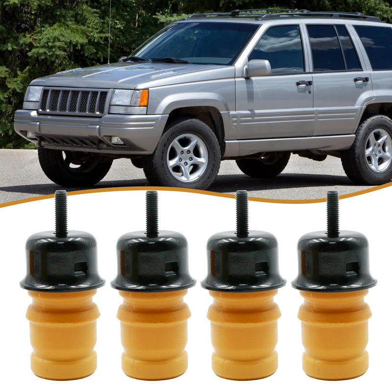 52087636AB 4 Pcs TJ Bump Stops with Cups Brackets, Replacement for Jeep Grand Cherokee ZJ 1993-1998, Wrangler TJ 1997-2006, Replaces 52087636AC, 52087992, 52087635, 29101G