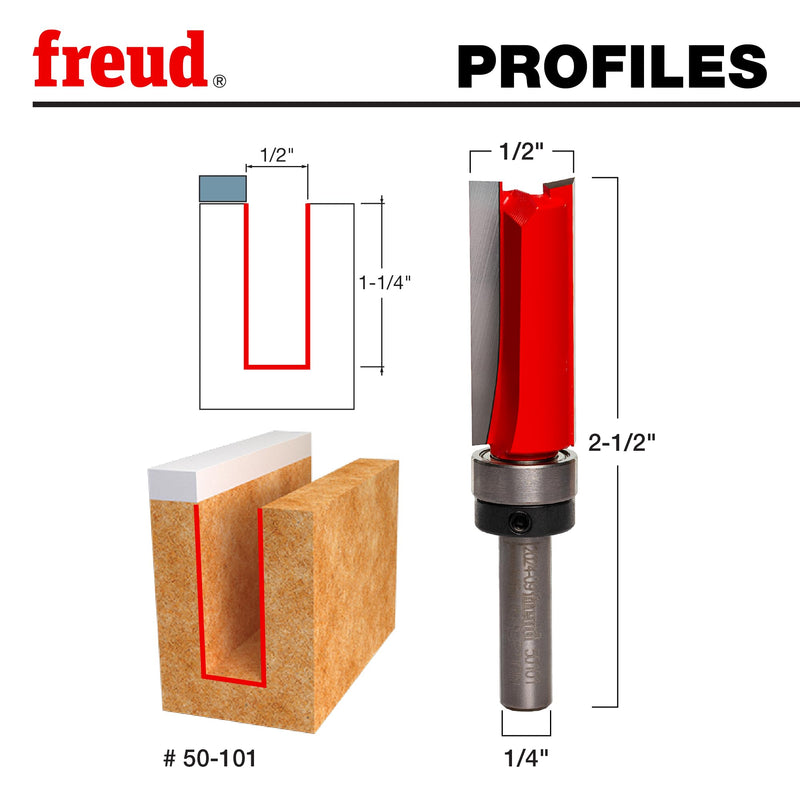 Freud 50-101: 1/2" (Dia.) Top Bearing Flush Trim Bit