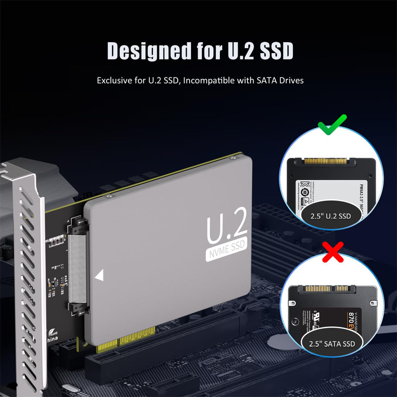 PU15N U.2 to PCIe 5.0 X4 Adapter Card for U.2 NVMe SSD