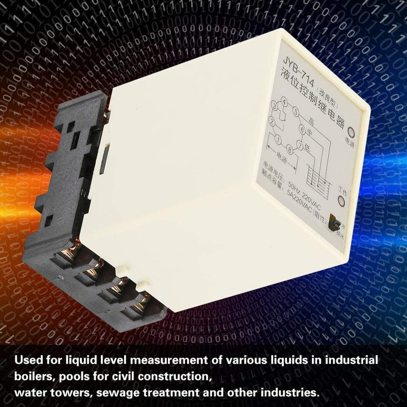 Liquid Level Relay, CJY7-GP/-714 220V 50/60hz -10~ Level Relay Controller with Base for Civil Construction, Water Towers, Sewage Treatment