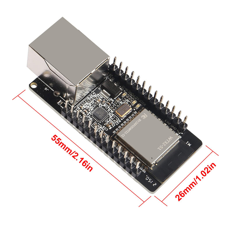 2 Pack WT32-ETH01 ESP32 Module Ethernet WiFi Bluetooth Development Board WT32-ETH01 Embedded Serial Port to Ethernet Converter Serial to WiFi&Bluetooth MCU Module 2PCS Welded Pins