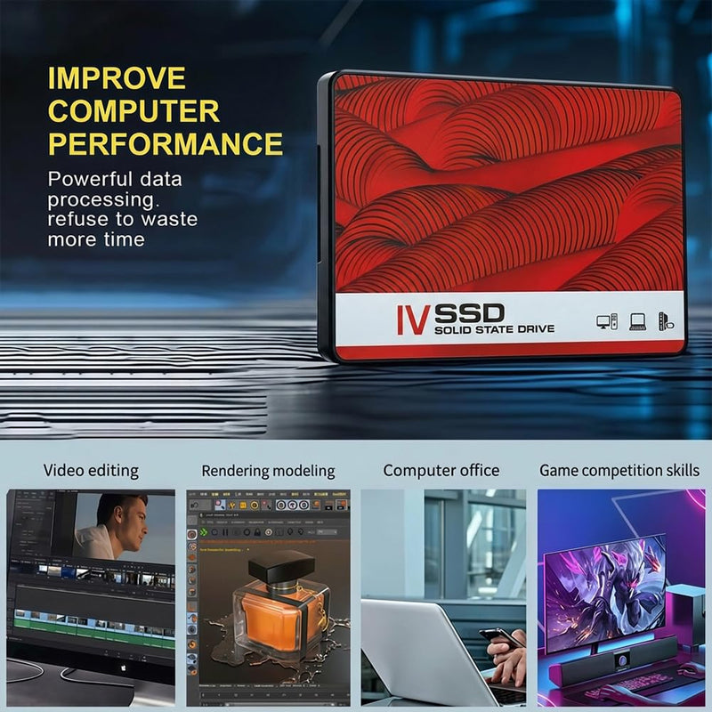 128G 2.5 Inch SATA III Internal Solid State Drive SSD, PC Upgrade (Read Speed up to 550MB/s) for IT Pros, Creators, Everyday Users, Red