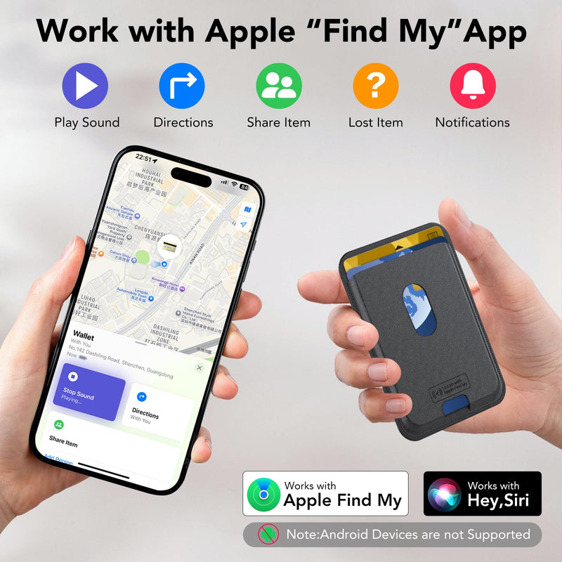 IKT for Magsafe Wallet, Work with Apple Find My Tracking, Strongest Magnetic Leather Card Holder Wallet for iPhone 17/16/15/14/13/12 Pro Max Air Plus, Wireless Charging, 3-Cards RFID Holder, Black Elegant Black