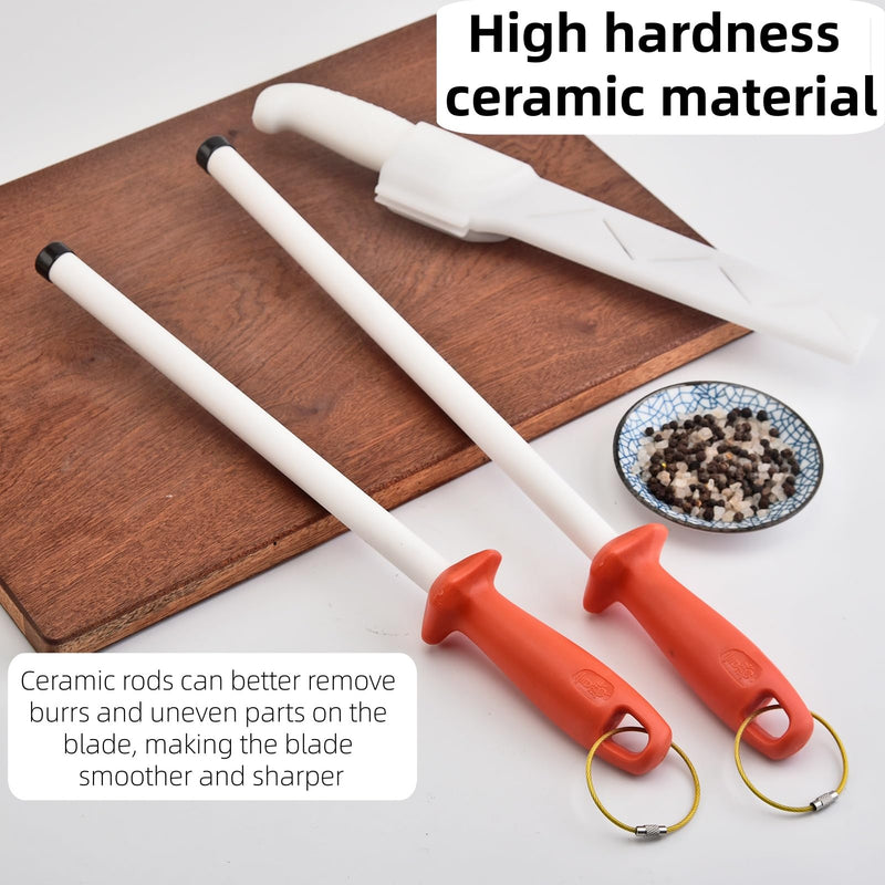 Ceramic Knife Sharpener Rod for Chefs and Home Cooks, Ceramic Honing Rod,Sharpening Steel for Kitchen Knives, Steak Blades (10 inch) 10 inch