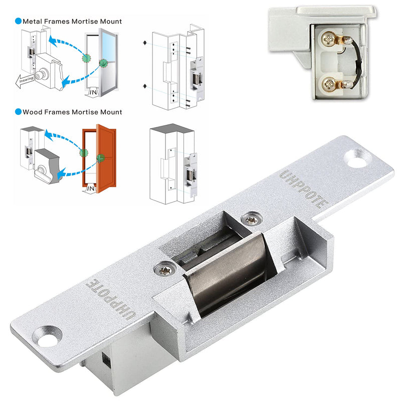UHPPOTE Electric Door Strike Lock Fail Safe 12VDC for Access Control System | Zinc Alloy for Wooden Metal Doors