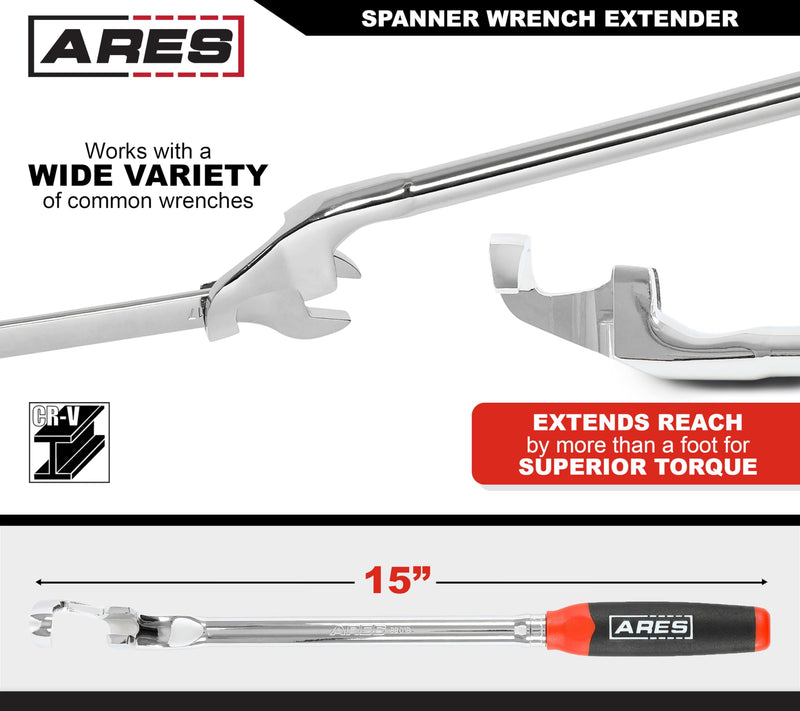 ARES 33013 – 15-Inch Spanner Wrench Extender – Offers Extra Torque to Remove Rusted or Over-Tightened Fasteners – Fits Wide Variety of Wrenches - Safer than Cheater Bars
