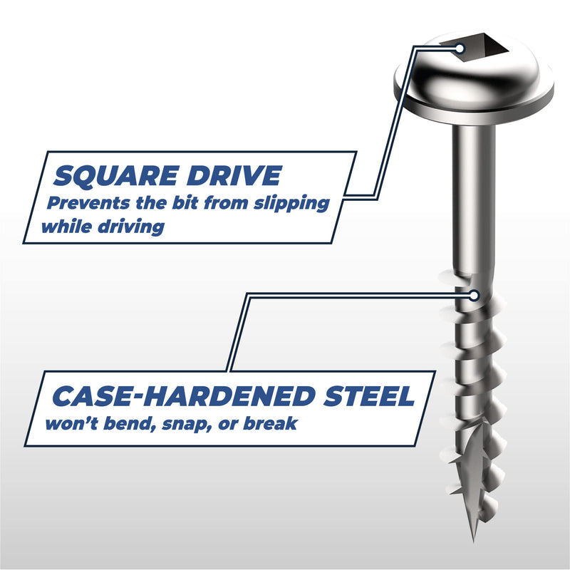 Kreg Stainless Steel Pocket Hole Screws - SML-C125S5-100 - 1-1/4-Inch - Coarse Thread - Maxi-Loc Head - Outdoor - 100 Count