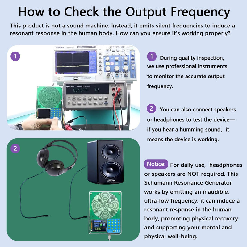 Schumann Resonance Generator, Rechargeable 7.83Hz Frequency Generator for Healing, 13 Waveform Modes 0.001Hz-200KHz Adjustable Frequency Schumann Sine Wave Generator, Frequency Healing Device