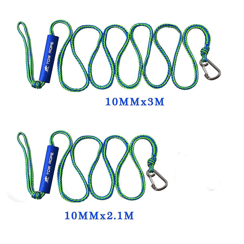 PWC Boat Docking Lines, 2 Pack 3/8” Mooring Dock Marine Rope, Braided Tow Line for Towing Boat, Kayak with 316 Stainless Steel Clip, 7ft & 10ft 7ft & 10ft -2Pack(10mm Diameter)