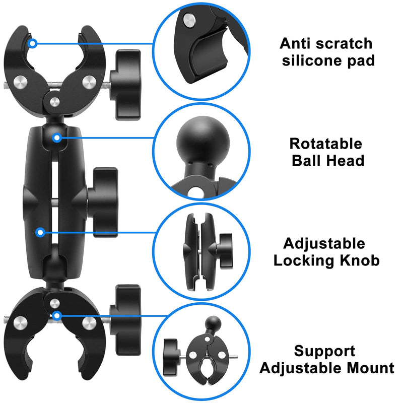 Super Clamp Double Camera Clamp, Crab Plier Clip Bracket Monitor Magic Arm Adapter for Desk Photo Studio Light Stand, Photography Reflector, Photo Boom Stand, Cross Bars, Pole Stick Shoot Accessories Height:8.8"Double Handlebar Clamp