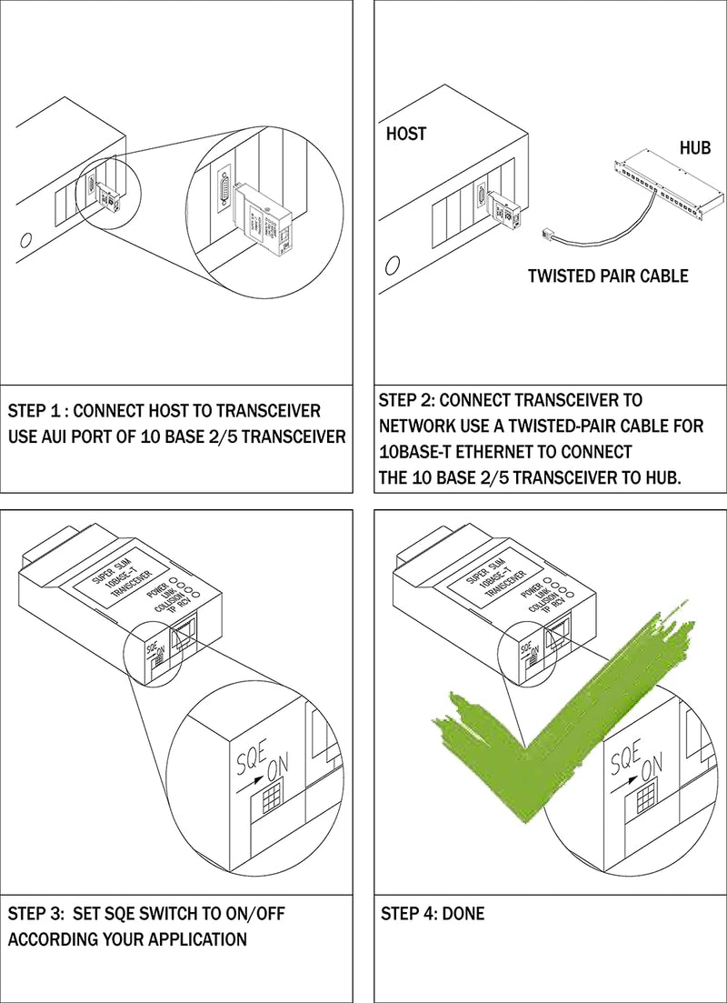 10Base-T RJ45 to 10Base-5 DB15M AUI Type Media Converter | Thick Ethernet Adapter to 10BT UTP RJ-45 Transceiver