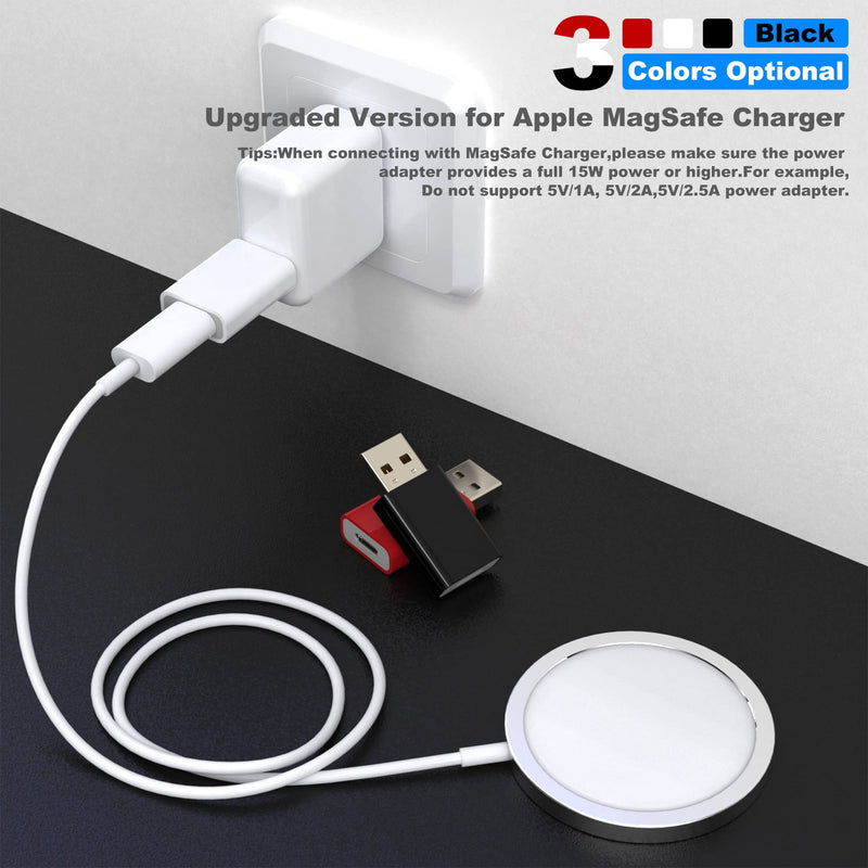 USB to USB C Adapter,USB-C Female to USB Male Adapter Compatible with Apple MagSafe Watch 7/8/9/SE/Ultra,Car, iPhone 15 14 13 12 Mini Pro Max,iPad,Galaxy Note,Pixel 7 6 5,CarPlay,Wall Plug 2 Pack 1 White & 1 Black