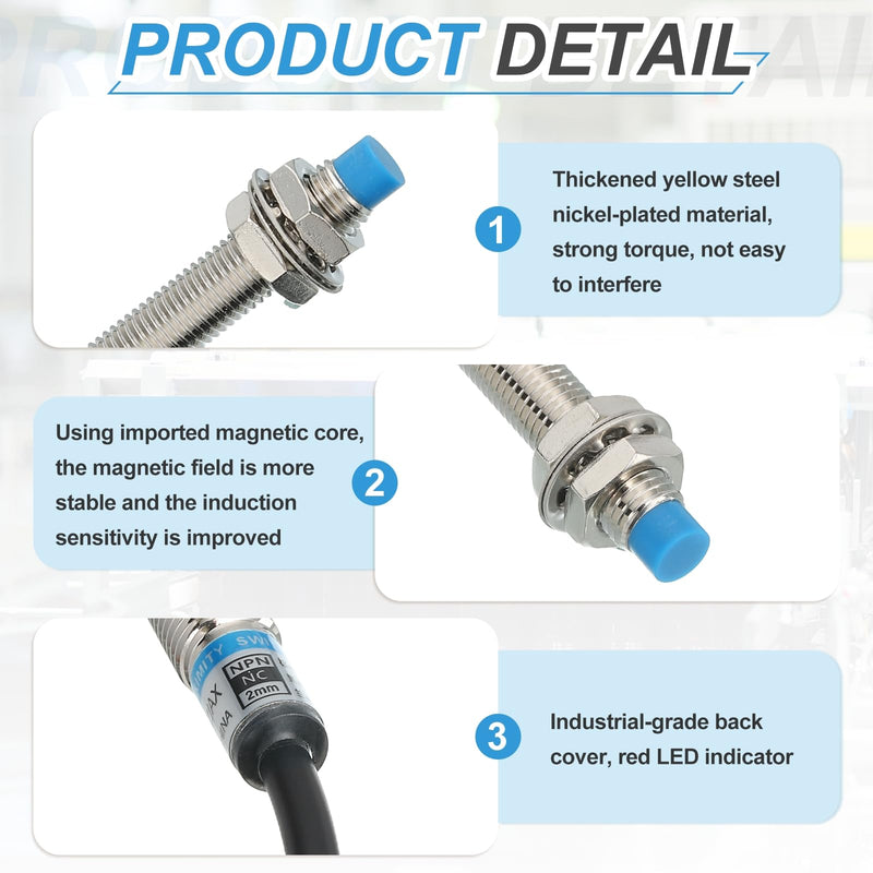 MECCANIXITY 4Pcs Inductive Proximity Sensor,PNP NO M18 DC 6-36V 300mA Proximity Switch Detector Approach Sensor 8mm 3 Wire for Industrial Automation LJ18A3-8-Z/BY 4
