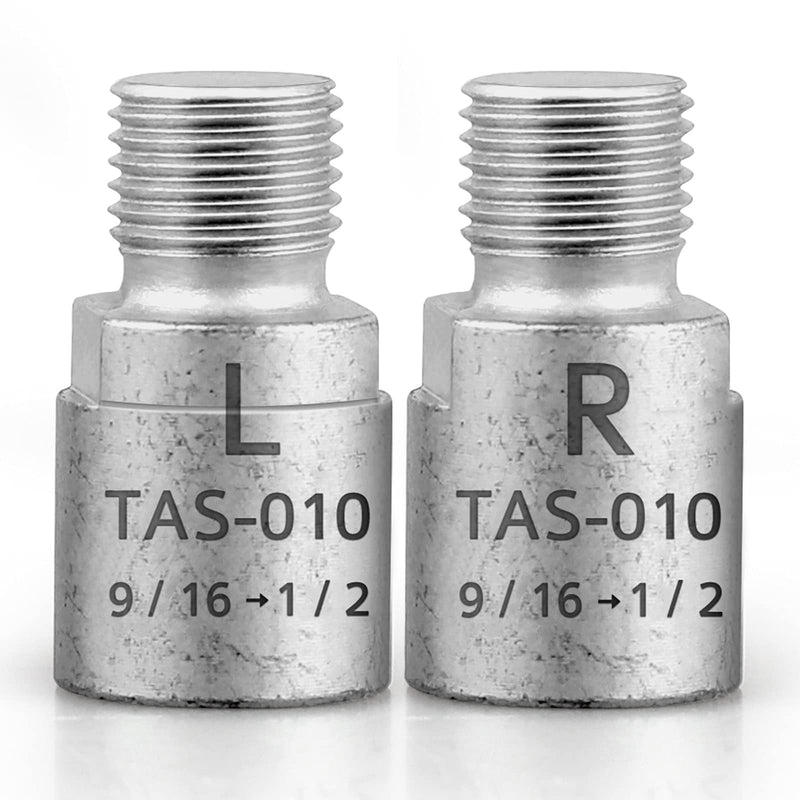 Hikenture Bike Pedal Adapter 9/16" to 1/2" Bicycle Pedals Chrome Molybdenum Steel (Pair) Silver Solid
