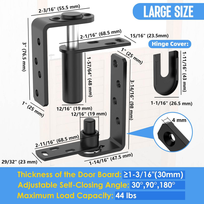 Heavy-Duty Self Closing Saloon Door Hinges, 304 Stainless Steel Self-Return Dual Swing Cafe Hinges for Bar, Patio Doors (1, Large) 1