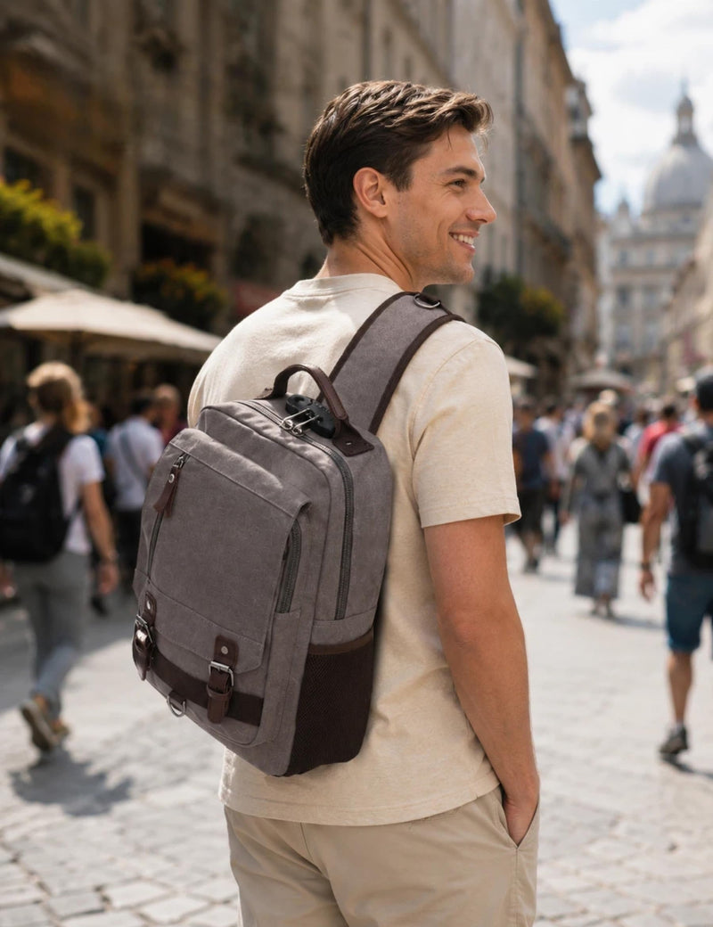 Retro Canvas Messenger Bag — Unisex Crossbody Shoulder Sling Bag for Travel, Work & Daily Use Light Brown 3 XX-Large