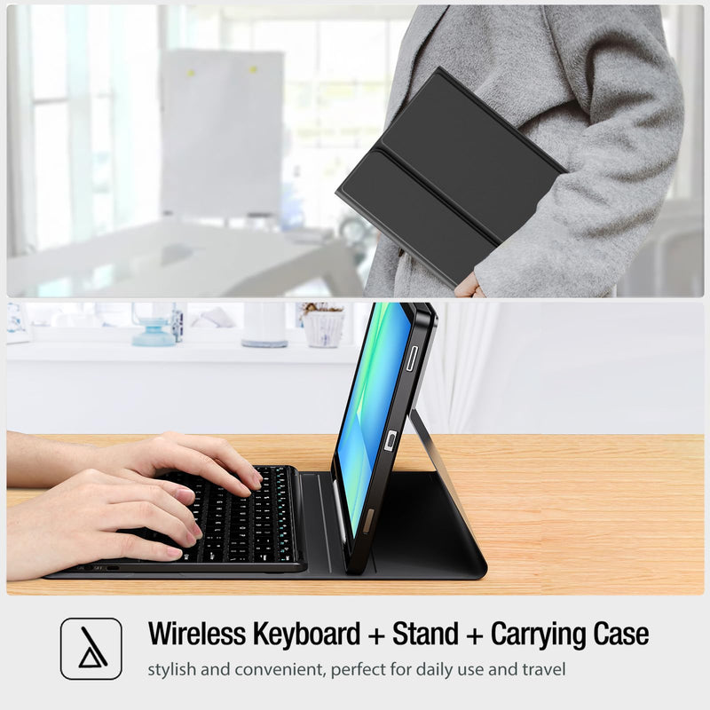ProCase Keyboard Case for Galaxy Tab S10 FE/S10 Lite 10.9-Inch -Black | Fits Galaxy Tab S9 FE 10.9" & S9 11", Detachable Wireless Keyboard Folio Cover with Touchpad, Pencil Holder, Type-C Charging Black