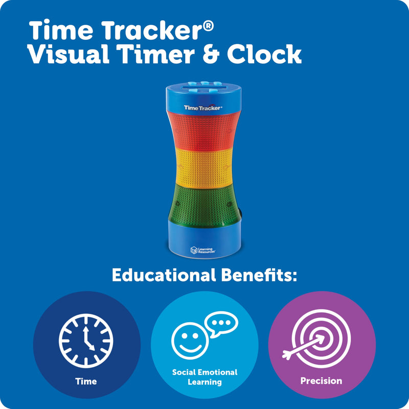 Learning Resources Time Tracker Visual Timer & Clock - 1 Piece, Classroom Tracker, Alarm Clock, Light Up Timer for Classroom, Visual Tracker 9inx4-1/4in