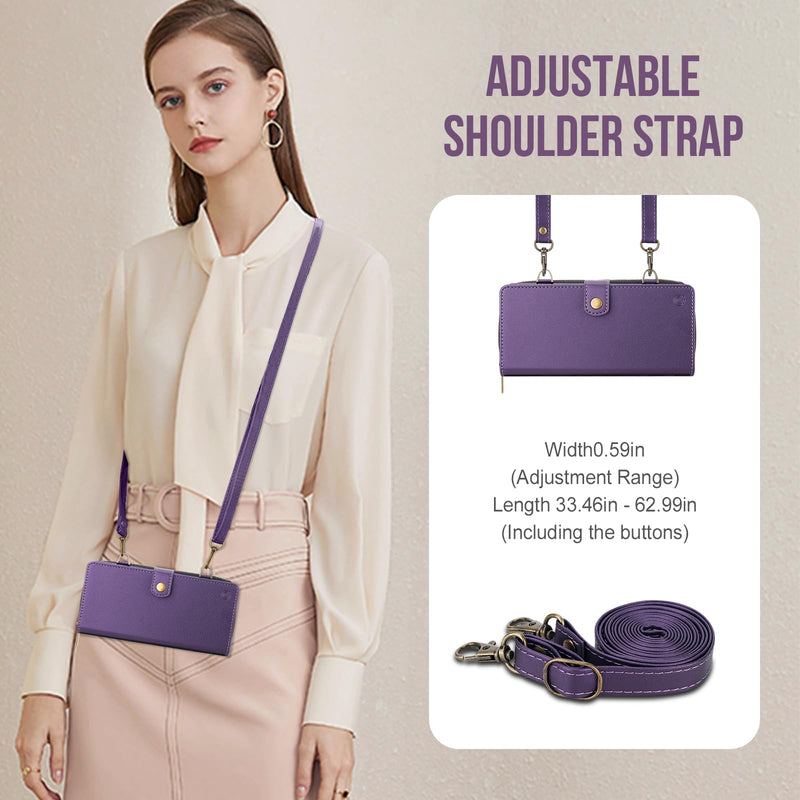 for Samsung Galaxy S26 Ultra Detachable Wallet MagSafe Case, Purple | PU Leather,RFID Blocking,Zipper Purse,11 Card Slots,Crossbody Strap,Kickstand,Shockproof,Flip Cover,Magnetic 3in1 Phone Case