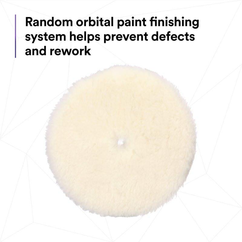 3M Perfect-It Random Orbital Medium Wool Compounding Pad, 6"/150 mm, White, 34125, Orbital Pads for Automotive Compounding and Polishing 6" 150mm