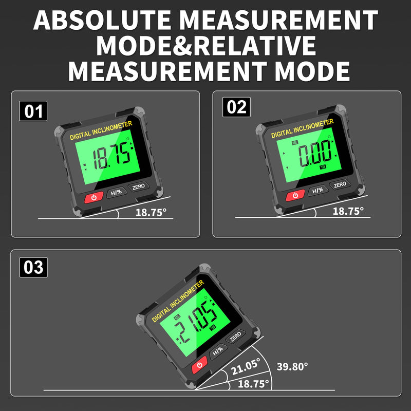  [AUSTRALIA] - Digital Level Box Construction Protractor Range 4 × 90° Resolution 0.05° Angle Finder Gauge Inclinometer with 4PCS Magnets and Infrared Rays for Construction,Woodworking,Building and etc.