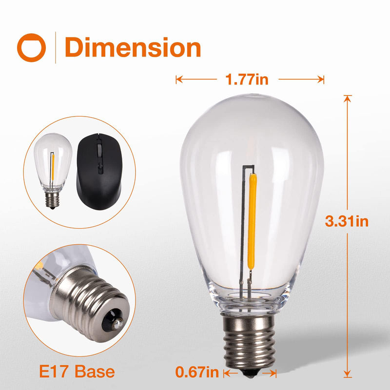 addlon LED Replacement Bulbs 1W S14,15 Pack Waterproof E17 Screw Base for Outdoor LED String Lights Shatterproof E17-15 Count (Pack of 1)-1W