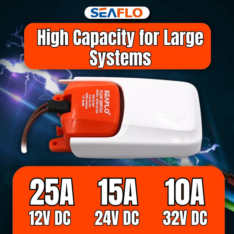 SEAFLO 03-Series Heavy Duty Bilge Pump Float Switch for 12V, 24V, 32V